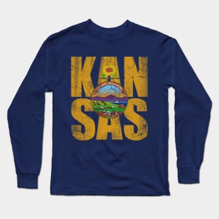 Kansas Flag Stacker Long Sleeve T-Shirt